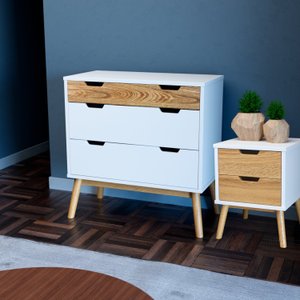 Cômoda e Mesa de Cabeceira Lara 