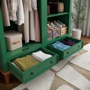 Ver imagem 7 de Guarda Roupa Solteiro Madeira Maciça Rústico 4 Portas 2 Gavetas Verde - Apaixone & Decore