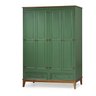 Guarda-roupa Rústico 4 Portas e 2 Gavetas - Madeira Maciça e Mdf - Verde - 1