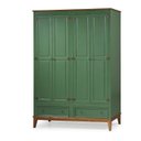 Ver imagem 1 de Guarda Roupa Solteiro Madeira Maciça Rústico 4 Portas 2 Gavetas Verde - Apaixone & Decore