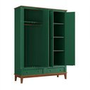 Ver imagem 4 de Guarda Roupa Solteiro Madeira Maciça Rústico 4 Portas 2 Gavetas Verde - Apaixone & Decore