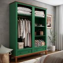 Ver imagem 6 de Guarda Roupa Solteiro Madeira Maciça Rústico 4 Portas 2 Gavetas Verde - Apaixone & Decore