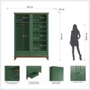 Ver imagem 3 de Guarda Roupa Solteiro Madeira Maciça Rústico 4 Portas 2 Gavetas Verde - Apaixone & Decore