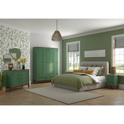 Guarda-roupa Rústico 4 Portas e 2 Gavetas - Madeira Maciça e Mdf - Verde - 2