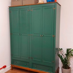 Guarda-roupa Rústico 4 Portas e 2 Gavetas - Madeira Maciça e Mdf - Verde - 6