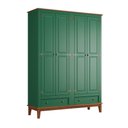 Ver imagem 2 de Guarda Roupa Solteiro Madeira Maciça Rústico 4 Portas 2 Gavetas Verde - Apaixone & Decore