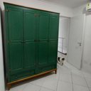Ver imagem 4 de Guarda Roupa Solteiro Madeira Maciça Rústico 4 Portas 2 Gavetas Verde - Apaixone & Decore