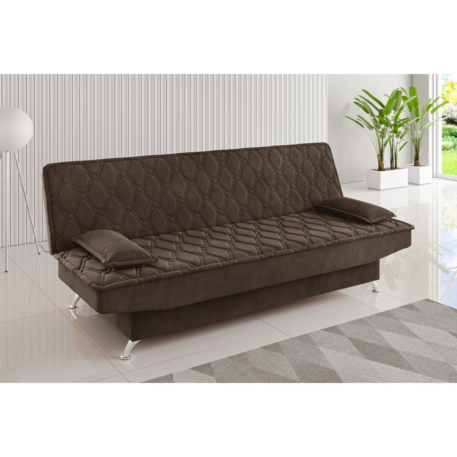 Sofa Cama Zenite 3 Lugares Reclinável com 2 Almofadas Soltas - 1