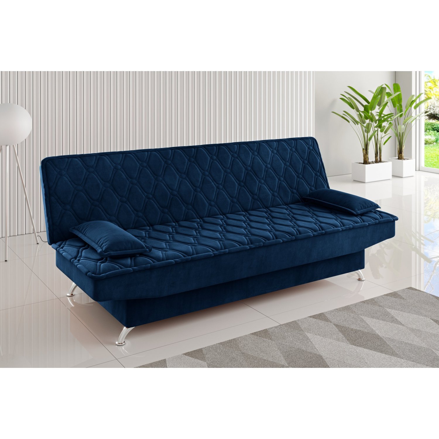 Sofa Cama Zenite 3 Lugares Reclinável com 2 Almofadas Soltas - 1