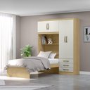 Ver imagem 1 de Guarda-Roupa Infantil com Cama 4 Portas 3 Gavetas Lisboa Espresso Móveis Bege/Castanho/Off White