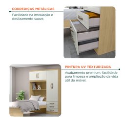 Guarda-roupa Infantil com Cama 4 Portas 3 Gavetas Lisboa Espresso Móveis - 5