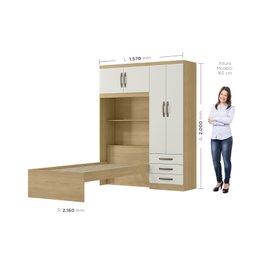 Guarda-roupa Infantil com Cama 4 Portas 3 Gavetas Lisboa Espresso Móveis - 7
