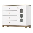 Ver imagem 3 de Cômoda 1 Porta 4 Gavetas com Frentes em MDF Vidro Branco/Jequitibá HP Aconchego