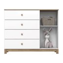 Ver imagem 7 de Cômoda 1 Porta 4 Gavetas com Frentes em MDF Vidro Branco/Jequitibá HP Aconchego