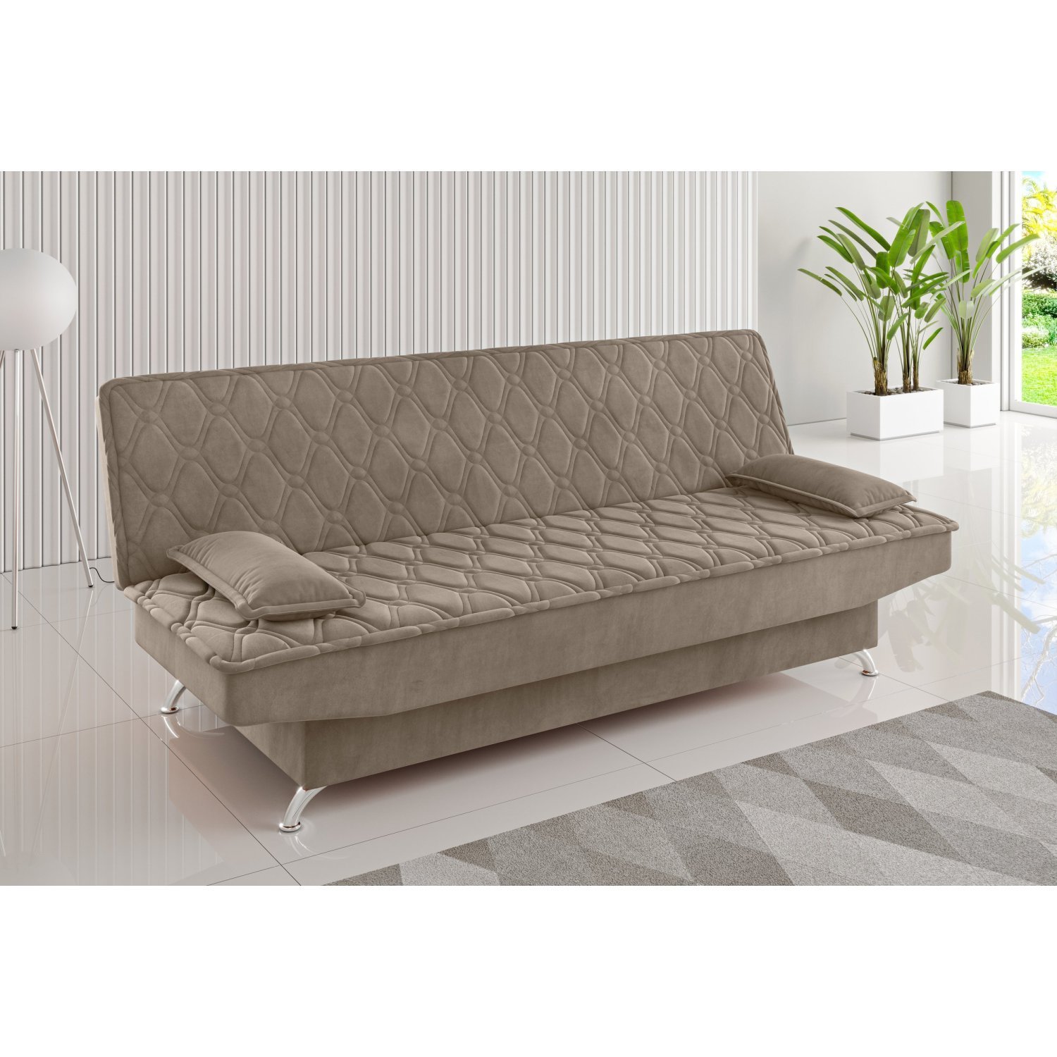 Sofa Cama Zenite 3 Lugares Reclinável com 2 Almofadas Soltas - 1