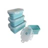 KIT 4 MARMITAS SILICONE DOBRAVEL HERMETICO FITNESS AZUL - 5