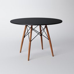 Conjunto de Mesa de Jantar Eames Eiffel Redonda 90cm Tampo de Madeira Preto com 4 Cadeiras Pretas - 3