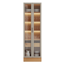 Ver imagem 2 de Cristaleira Vidro Cozinha 2 Porta com Led Mdf Jequitibá/gris