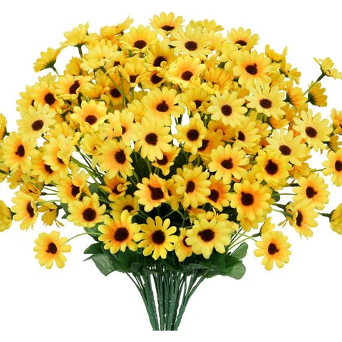 Kit com 5 Galhos Flores Artificiais de Girassóis Margaridas 25cm