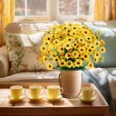 Ver imagem 4 de Kit com 5 Galhos Flores Artificiais de Girassóis Margaridas 25cm