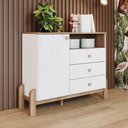 Ver imagem 1 de Cômoda 1 Porta 3 Gavetas Ternura Branco/Jequitibá HP
