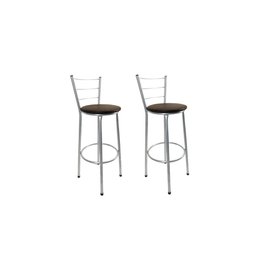 Kit 2 Banqueta Alta Prata Cozinha Gourmet Americana Balcão:marrom - 1