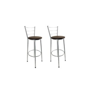 Kit 2 Banqueta Alta Prata Cozinha Gourmet Americana Balcão:marrom