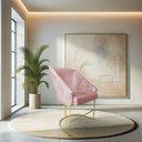 Ver imagem 1 de Poltrona Decorativa Alana Suede Rosa Bebê Base de Ferro Dourado - Pallazio