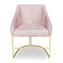 Ver imagem 3 de Poltrona Decorativa Alana Suede Rosa Bebê Base de Ferro Dourado - Pallazio