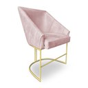 Ver imagem 2 de Poltrona Decorativa Alana Suede Rosa Bebê Base de Ferro Dourado - Pallazio