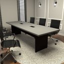 Ver imagem 1 de Mesa Reunião Escritório 8 Lugares 2,70m x 0,90m com 2 Caixas de Tomadas e Pés Painel Corporate F5 Cinza/Sagrado/Preto