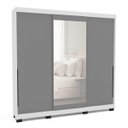 Ver imagem 2 de Roupeiro Madri 3 Portas de Correr com Espelho 217x213cm Cinza/Branco 250831