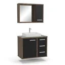 Ver imagem 2 de Gabinete para Banheiro com Tampo de Vidro Cuba de Sobrepor e Espelheira 60cm Turin Preto/Avelato