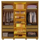 Ver imagem 4 de Guarda-Roupa Casal 6 Portas com Pés com LED Imperatriz Reflecta 100% MDF Yescasa Marrom/Marrome/Off White