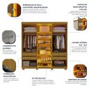 Ver imagem 6 de Guarda-Roupa Casal 6 Portas com Pés com LED Imperatriz Reflecta 100% MDF Yescasa Marrom/Marrome/Off White