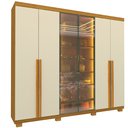 Ver imagem 3 de Guarda-Roupa Casal 6 Portas com Pés com LED Imperatriz Reflecta 100% MDF Yescasa Marrom/Marrome/Off White