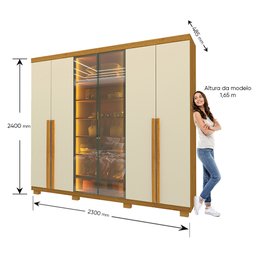 Guarda-roupa Casal 6 Portas com Pés com Led Imperatriz Reflecta 100% MDF - 4