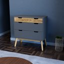 Ver imagem 4 de Cômoda e Mesa de Cabeceira Lara Cinza/Pinus Cera