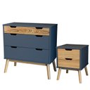 Ver imagem 2 de Cômoda e Mesa de Cabeceira Lara Cinza/Pinus Cera