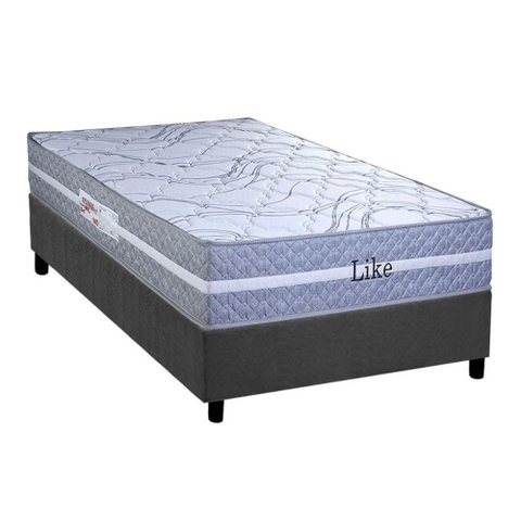 Conjunto Box Solteiro: Colchão Molas Paropas Ensacadas Like + Base Crc Suede Gray (88x188)