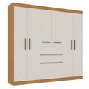 Ver imagem 5 de Guarda-Roupa Casal 7 Portas 2 Gavetas Berna Yescasa Cinamomo/Off White