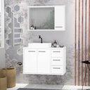 Ver imagem 1 de Gabinete para Banheiro com Cuba de Sobrepor e Espelheira 80cm Turin Branco