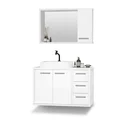 Ver imagem 2 de Gabinete para Banheiro com Cuba de Sobrepor e Espelheira 80cm Turin Branco