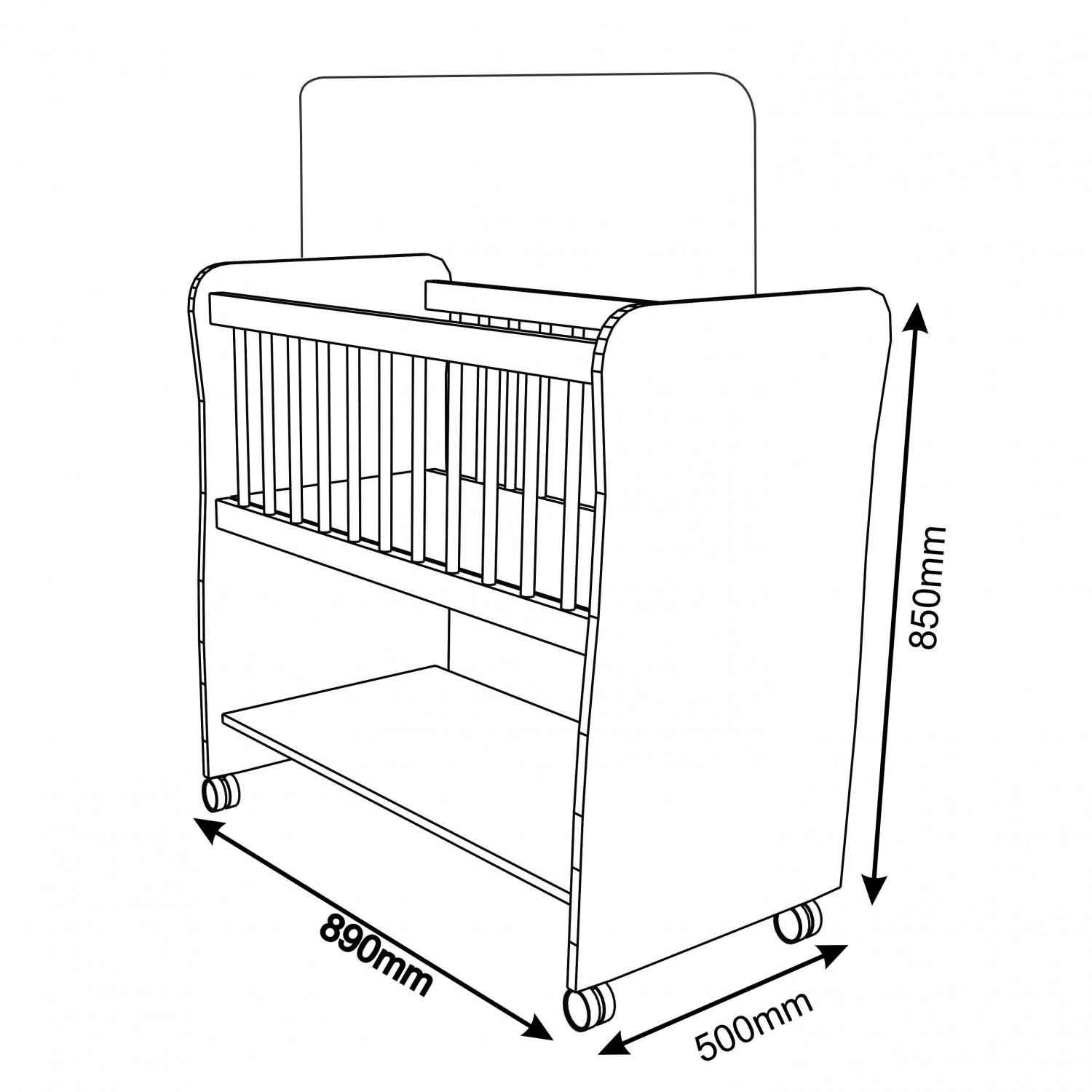 Mini Berço Rubi Baby Quarto Moisés Portátil com Rodízios - Branco - 3