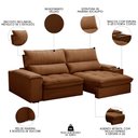Ver imagem 3 de Sofá Retrátil 3 Lugares com Porta Copo 250cm Andes F05 Veludo Terracota - Mpozenato