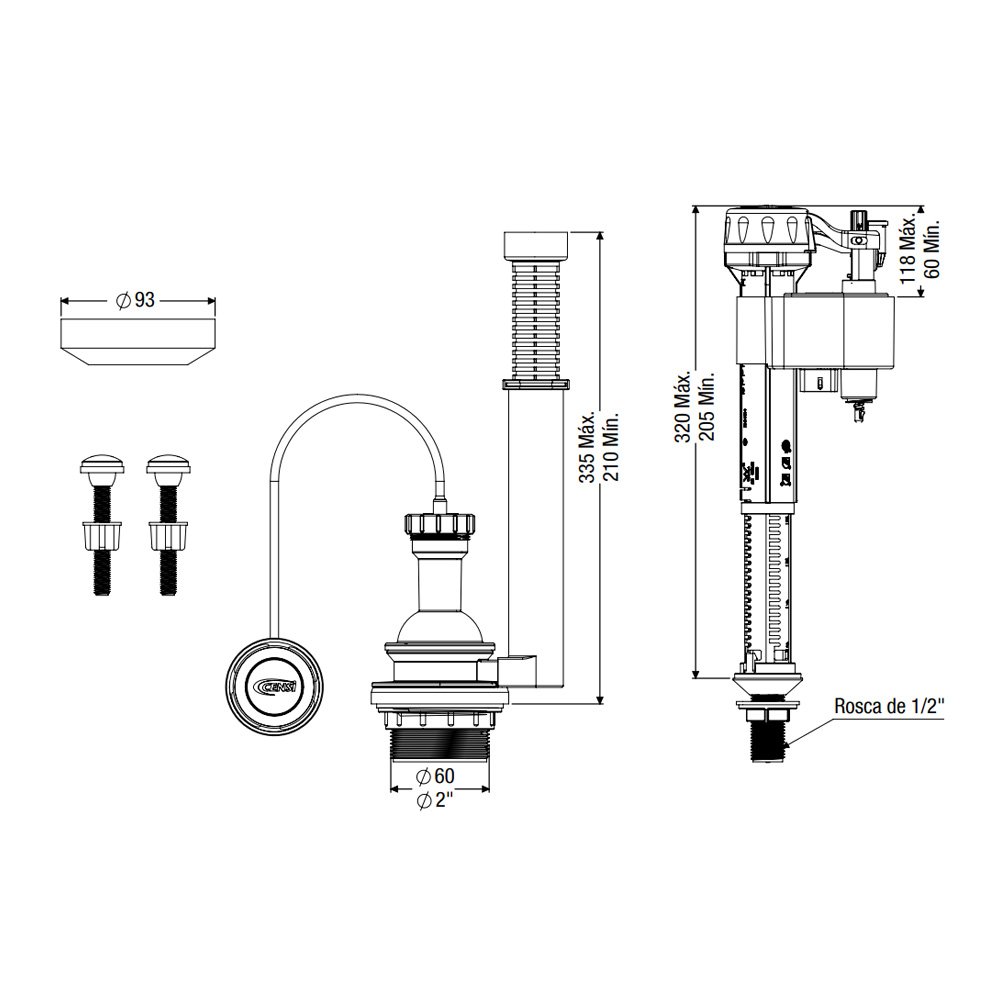 Kit Completo para Caixas Acopladas Air Touch Censi - 3