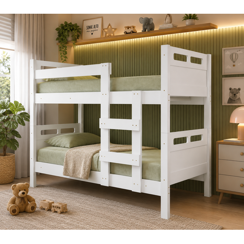 Beliche Solteiro Urban 100% MDF com Escada Guarda Corpo e Transformação em 2 Camas