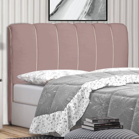 Cabeceira Cama Box Queen Berlim 160 Cm Suede Rose - MV Estofados Shop