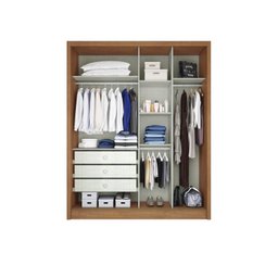 Guarda Roupa Solteiro com Espelho 2 Portas 3 Gavetas Virtus Plus Novo Horizonte Cumaru/Fendi - 2