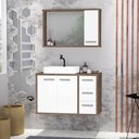 Ver imagem 1 de Gabinete para Banheiro com Cuba de Sobrepor e Espelheira 80cm Turin Branco/Avelato